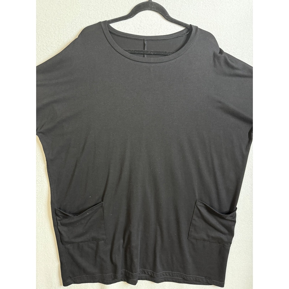 Women's Tunic Top Extra Large Black Oversized Pocket Dolman Sleeve